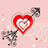 Pixelated heart pierced by arrow on pink background with text about thinking and speaking about someone.