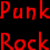 Pixelated red text on black background reading "PunkKicks RockASS!" in two lines with visible dithering and anti-aliasing artifacts.