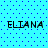 Four identical pixelated text instances of 'ELIANA' on a cyan background with blue dot pattern, each showing slight horizontal distortion.