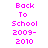 Pixelated text 'Back To School 2009-2010' in bright pink on white background with alternating highlighted