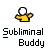 Pixelated yellow stick figure with white head and outstretched arms above "Subliminal Buddy" text in two identical contact sheet frames.