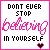 Two side-by-side animated frames of a pixel art buddy icon with motivational text and heart symbols, each frame showing identical content but differing in the heart's color state.