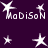 Purple background with white star shapes and 'MoDiSoN' text in pixelated font across multiple