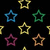 Pixelated star-shaped icons in multiple colors on a black background, arranged in a scattered composition with no visible text or animation.