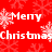 A static contact sheet of a Christmas-themed animated buddy icon with red background, white snowflakes, and repeated text "Merry Christmas" in pixelated font.
