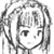 Static grayscale pixel art of a stylized anime character face with short hair, closed eyes, and a neutral expression within a circular frame.