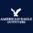 Pixelated eagle logo with text below on dark blue background, transitioning to solid yellow background with same eagle in blue.