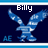 Pixelated blue eagle with white accents on dark blue background, displaying text 'Billy Is Awesome' across with 'AE' in bottom-left corner