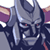 Pixelated static icon of a dark-skinned character with red eyes, purple shoulder pads, and silver armor-like details on the chest and arms.