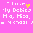 Pixelated text on pink background with yellow heart and starburst symbols replacing 'I Love' text in different frames.