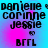 Pixelated text list with names and symbols on a blue-pink gradient background, showing subtle color shifts between frames.
