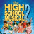 Yellow block text 'HIGH SCHOOL MUSICAL' on blue background with pixelated group of people below.
