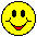 Five yellow pixelated smiley faces with black outlines display various expressions on a gray background.