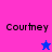 Four display the name 'Courtney' with a star icon changing color between blue and pink on a bi-colored background