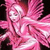 Pixelated static image of a fairy-like figure with pink wings and flowing hair against black background, rendered in low-resolution 256x256 pixels.