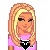 Pixelated cartoon-style buddy icon featuring a blonde woman with pink top and black collar, red heart symbol, and "I DIRT" text on left; Fox Racing logo with black fox outline and "fox" text on right.