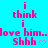 Pixelated text and heart symbols on a bright cyan background with pink lettering.