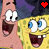 A 2-frame contact sheet of a Spongebob Squarepants animated buddy icon showing Patrick Star and Spongebob with heart symbols above their heads, displayed in pixelated cartoon style.