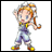 Pixelated 48x48 animated buddy icon featuring a cartoon character and text on separate panels, displayed as a contact sheet with two frames.