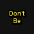 A pixelated image with yellow text on black background and a grayscale animal face below.