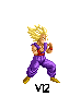Pixel art character in purple outfit with red belt performing martial arts poses
