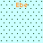 Light blue background with dark green dots forming a pattern, four orange 'Ebe' text instances positioned at corners