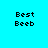 Four quadrants display 'Best Beeb' text on cyan, purple, magenta, and light blue backgrounds with pixelated black font.