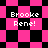 Pixelated pink and black checkered pattern with repeated text 'Brooke Rene!' in white pixel font across four distinct sections.