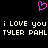 Pixelated pink heart symbol above white text reading 'i LOVE you i LOVE you TYLER PAHL TYLER PAHL' on black background.