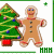 A 50x50 pixel animated contact sheet showing two frames of a gingerbread man and Christmas tree icon with subtle pose changes between frames.