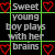 A static pixelated image with a black background, green grid lines dividing it into nine sections, and red heart symbols in the corners.
