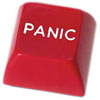 Red button-shaped icon with white text reading 'PANIC' on a solid white background.