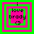 Four identical pixelated icons arranged in a , each with layered pink and green borders surrounding text that reads "i love brady" with a heart symbol