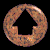 Animated sequence of a brown textured circular icon with a central arrow shape rotating through multiple orientations against a black background.