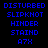 Four display identical pixelated text with varying background colors: black, dark red, bright red, and deep maroon