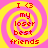 Four identical pixelated with pink and yellow spiral backgrounds display red text reading "I <3 my loser best friends" in a