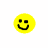 A 3x2 contact sheet of six animated frames showing a yellow smiley face, pink text