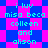 Pixelated text reads 'i luv misa beca colleen and alison' on a blue-pink checkered background with visible pixelation.