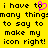 Yellow background with black pixelated text reading "i have to many things to say to make my icon right!" and a pink heart symbol replacing the 'o' in 'to'.