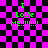 Green text reading "I Love ME!!!!!!!" on a purple and black checkered background with animated distortion effects.