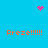 Pixelated blue background with orange text and pink pixel clusters in four corners and center.