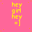Yellow text and smiley face on pink background with scattered orange dots, repeated in a pattern