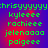 Green pixelated text on a blue-to-red gradient background, arranged in four vertical with repeated names