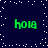 Dark blue background with white pixelated stars and four green 'hoia' text elements arranged in a