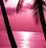 Pixelated pink and white gradient background with dark vertical stripes on left and right edges.