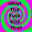 Four identical spiral patterns with green and pink concentric rings, each containing the text "What The Fuck Was That" in black pixelated font.