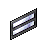 Pixelated diagonal shape with dark gray border and light blue and white internal stripes on gray background.