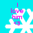 White snowflake-shaped icon with pink text 'I love him <3' on cyan background, showing pixelated animation frames.