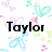 Pixelated icon with 'Taylor' text surrounded by pastel hearts and abstract shapes in purple, teal, pink, and light green.