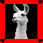 nine identical llama head images with black backgrounds, framed by red and white borders